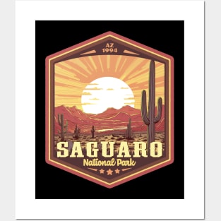 Saguaro National Park Vintage WPA Style Outdoor Badge Posters and Art